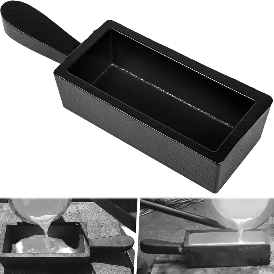 100 oz Troy Ounce Gold Bar Loaf Cast Iron Ingot Mold Perfect for Custom Smelting Pouring Melting Casting Refining Gold Silver Copper Aluminum Brass Precious Metals