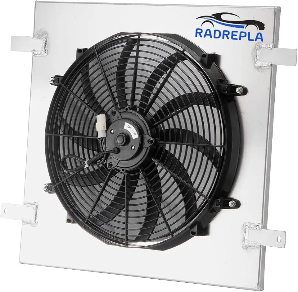 Aluminum Radiator Shroud Fan for 2007-2018 Jeep Wrangler JK 3.6L 3.8L V6 with Electric Fan 2x12 Fans 2008 2009 2010 2011 2012 2013 2014 2015 2017 07 08 09 10 11 12 13 14 15 16 17 18