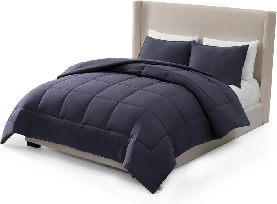 UGG Leonora Queen Comforter Set, Soft & Lightweight, 3-Piece, Navy Blue