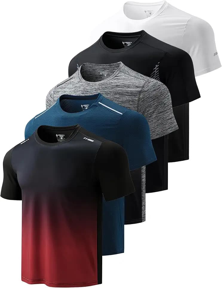 Liberty Imports 5 Pack Men's Active Quick Dry Crew Neck T Shirts