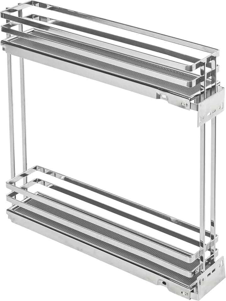 GTV - Küchen Organizer MOVIXPRO | Cargo-Ausstattung | Ausziehbaren Regalsystem | Außenbreite 150 mm | 2 Fachböden | Ohne Schienen | Anthrazit