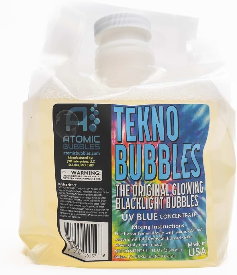 Atomic Bubbles Tekno Bubbles UV Glow Bubbles 64oz Refill - Blue