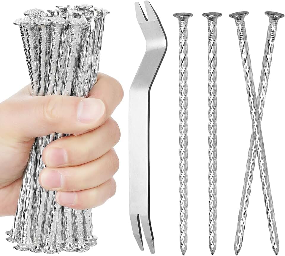 150 Pack 6 Inch Turf Nails for Artificial Grass Galvanized Metal Landscape Stakes Spiral Spikes for Weed Barrier, Garden Lawn Paver Edging, Securing Fences