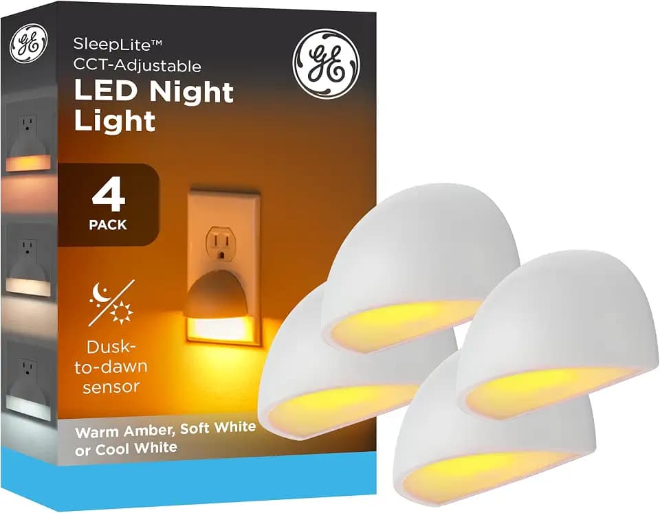 GE SleepLite Plug in Night Light with Dusk to Dawn Sensor, 4 Pack