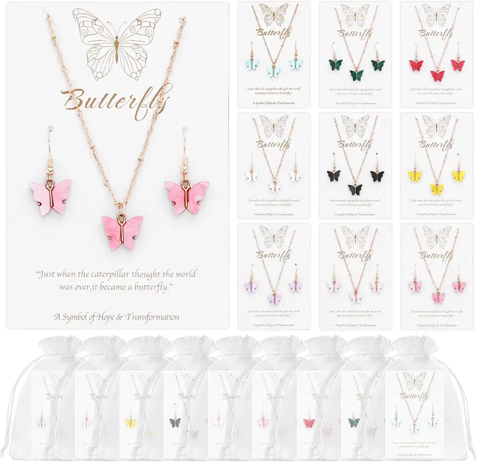 Kingdder Butterfly Necklace and Earrings Bulk