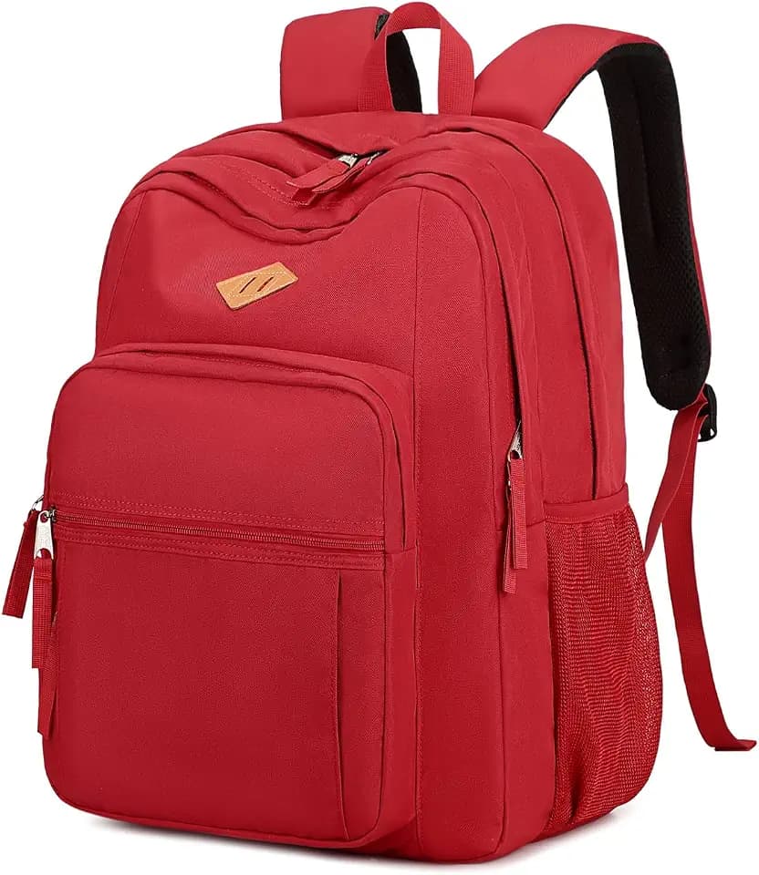 abshoo Girls Solid Color Backpack For College Women Water Resistant Large School Bag (Red)