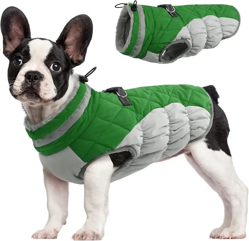 FUAMEY Dog Jacket for Medium Dogs Warm Dog Jackets with Harness Built in