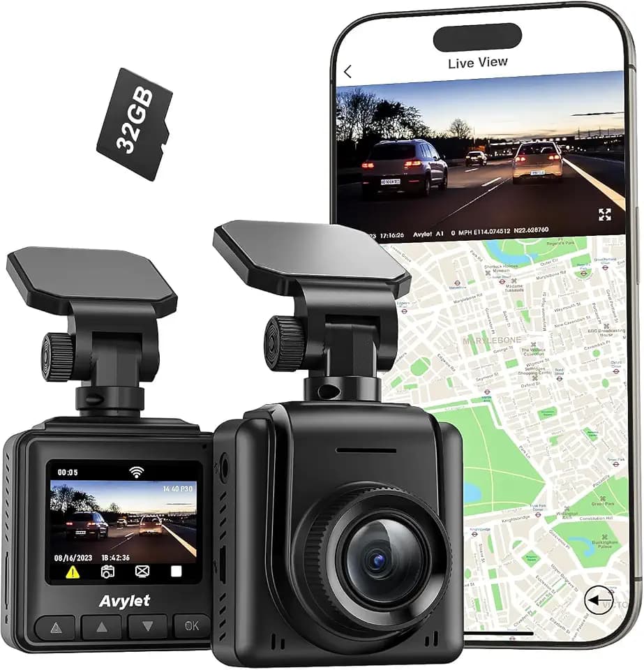 Avylet 2K Dashcam Auto WiFi, Mini Vorne Autokamera mit 32GB Karte