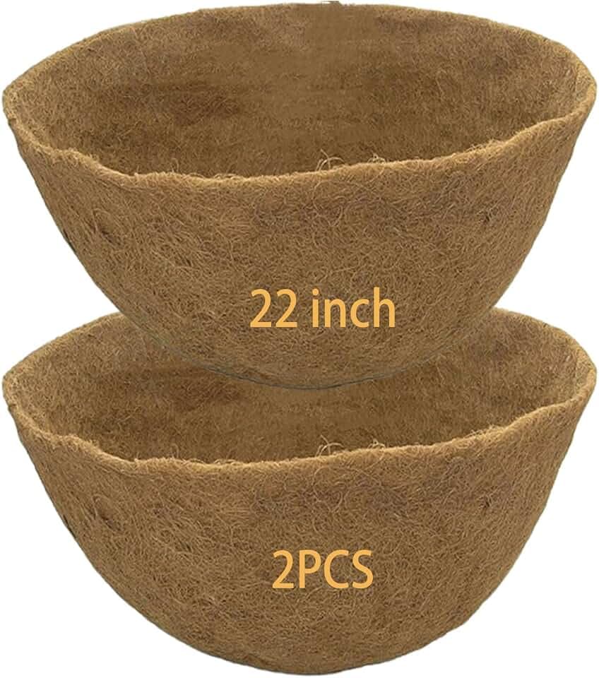 2 PCS 22 Inch x 14 Inch Coco Liners for Planters Round Basket Shaped Coconut Fiber Replacement Liners