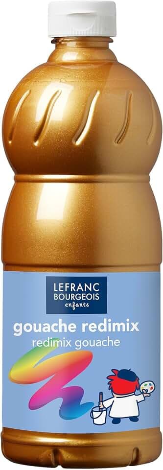 Lefranc Bourgeois 188364 Redimix Tempera Farbe - Gold - 1000 ml – Flüssige Gouachefarbe, hohe Deckkraft, wasserbasiert