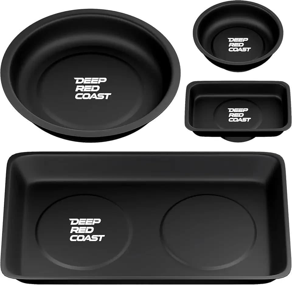 Magnetic Parts Tray, 4 Pack Stainless Steel Magnetic Trays, Black