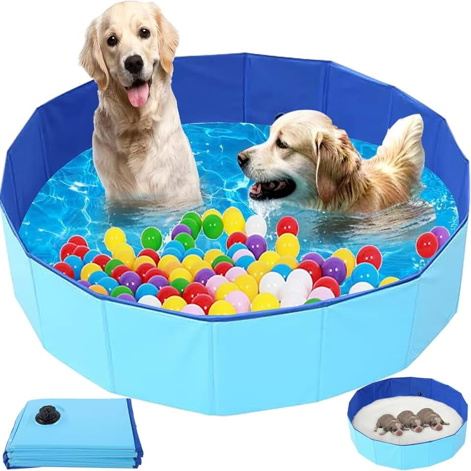 Hundepool, Faltbarer Hundepool, 120x30 cm Hundebecken,Faltbar, Rutschfester Boden, Planschbecken mit Ablassventil, PVC Kleines Planschbecken für Die meisten Hunderassen, Einfach zu Verstauen
