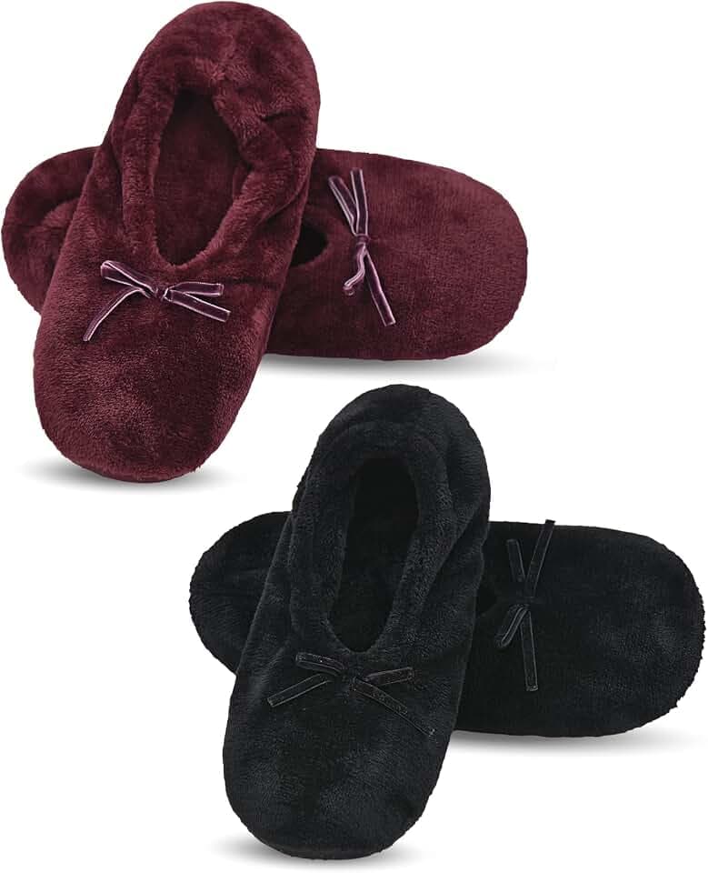 DICUIRD Women’s Ballerina House Slippers Anti-Skid Ballet Indoor Shoes