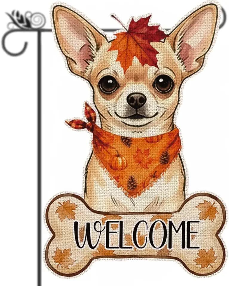 Fall Chihuahua Decor Outdoor - Chihuahua Fall Dog Decor Double Sided Garden Flag Outside Vertical Autumn Holiday Welcome Yard Decoration Lawn Outdoor Decor