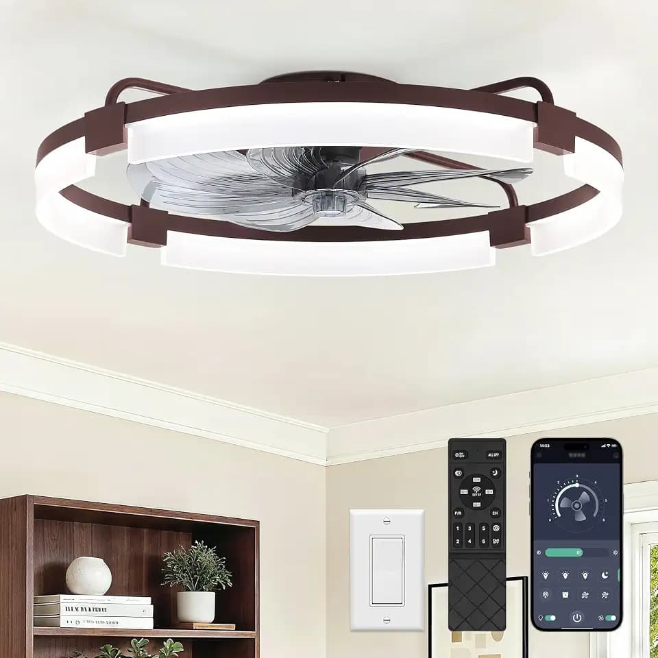 LEDIARY 24" Ceiling Fans with Lights, Low Profile Fandelier for Bedroom