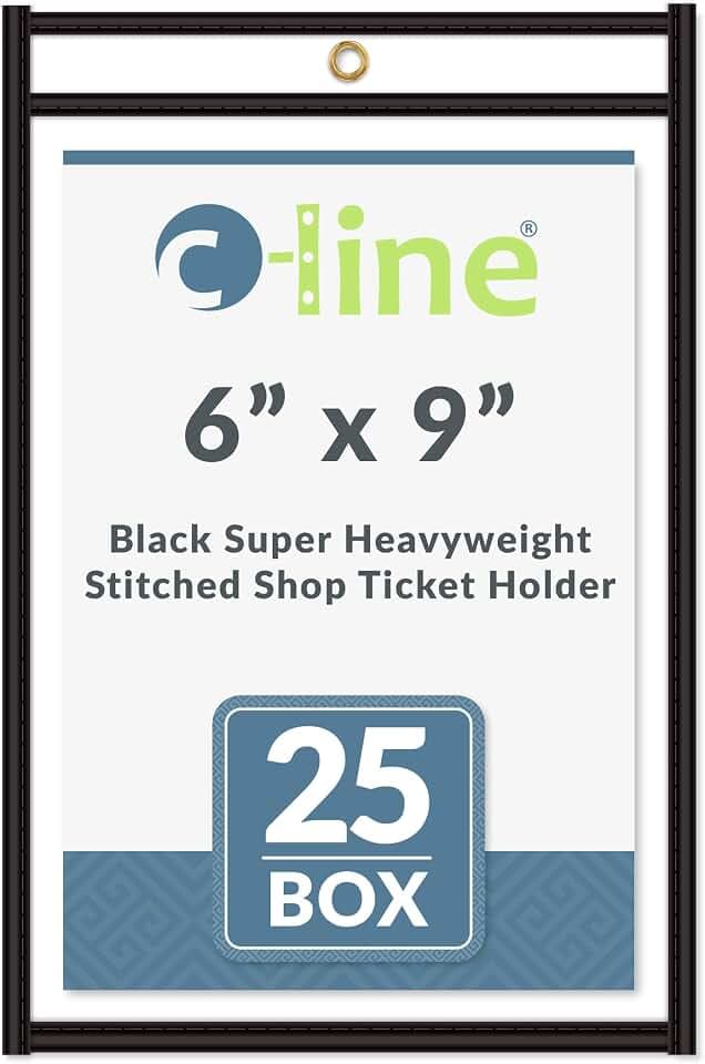 C-Line Clear Stitched Shop Ticket Holders, 6 x 9, 25/Box (46069)