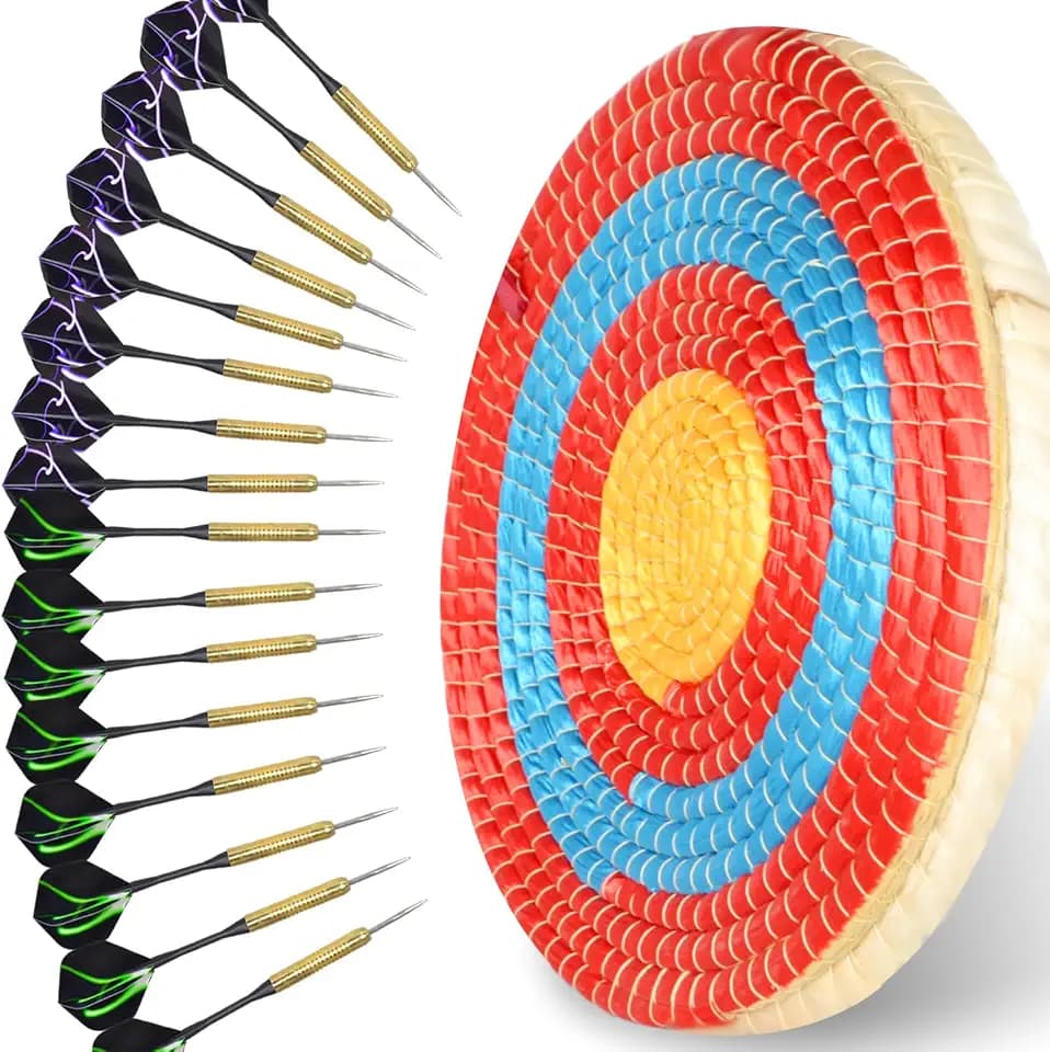 Straw Target 15.7 Inch Dartboard, Adults Anxiety Stress Relief Dart Boards with 16 pcs Steel Tip Darts