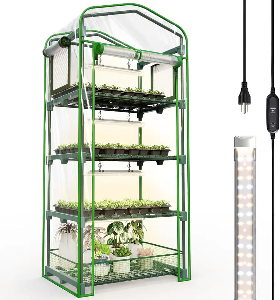 Bstrip 4-Tier Indoor Greenhouse with Grow Lights, Seed Starting Plant Tent
