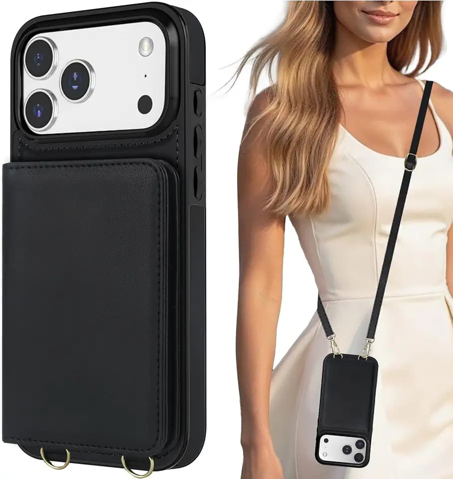 LOHASIC for iPhone 17 Pro Case Wallet with Crossbody Strap, Card Holder