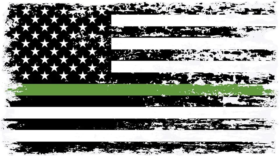 Stickios Tattered American Flag Thin Green Line Army Decal - Made in USA