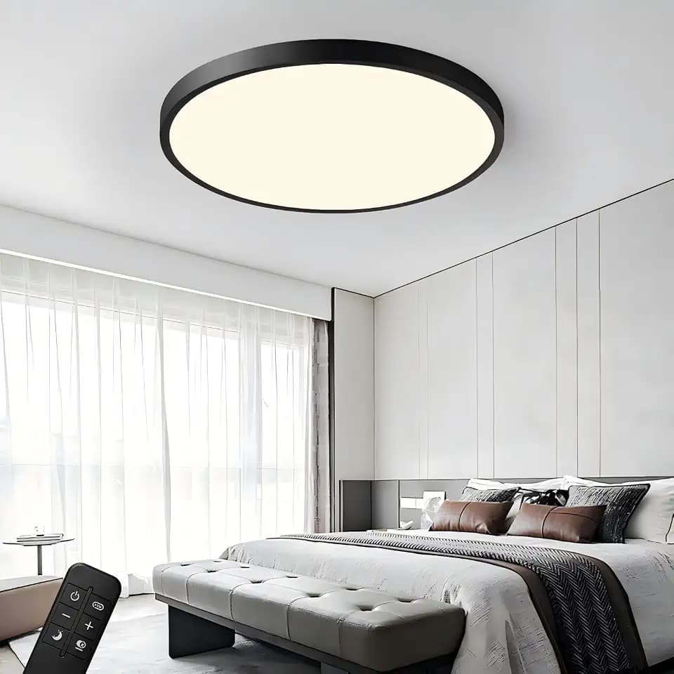 LED Deckenleuchte Rund 50cm 54W 3000K-6500K 4500LM Deckenlampe Groß Runder Schlafzimmer Lampe Decke Led Deckenleuchten Dimmbar Schwarz Schlafzimmerleuchte für Wohnzimmer Kinderzimmer