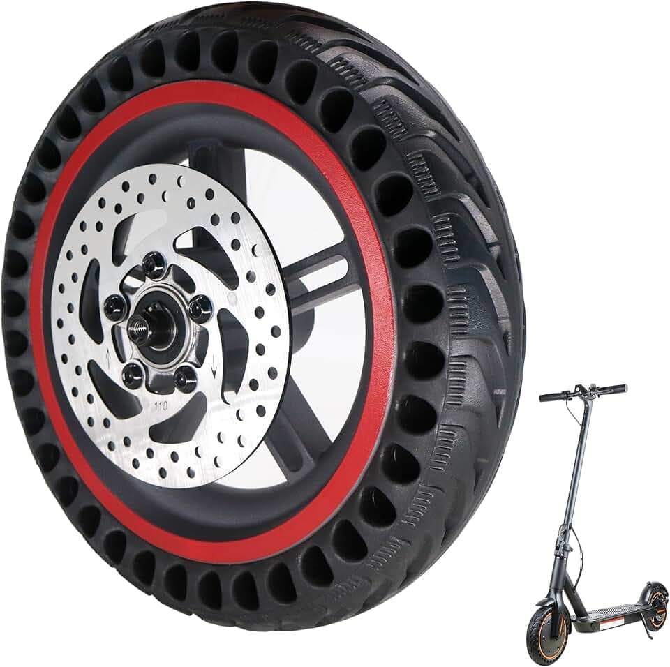 8.5'' Electric Scooter Replacement Rear Wheel – Solid Tire with Wheel Hub & 110mm Brake Disc | Compatible with Gotrax GXL V2, GL2, XR, Rival, APEX MAX, Hiboy S2 V2