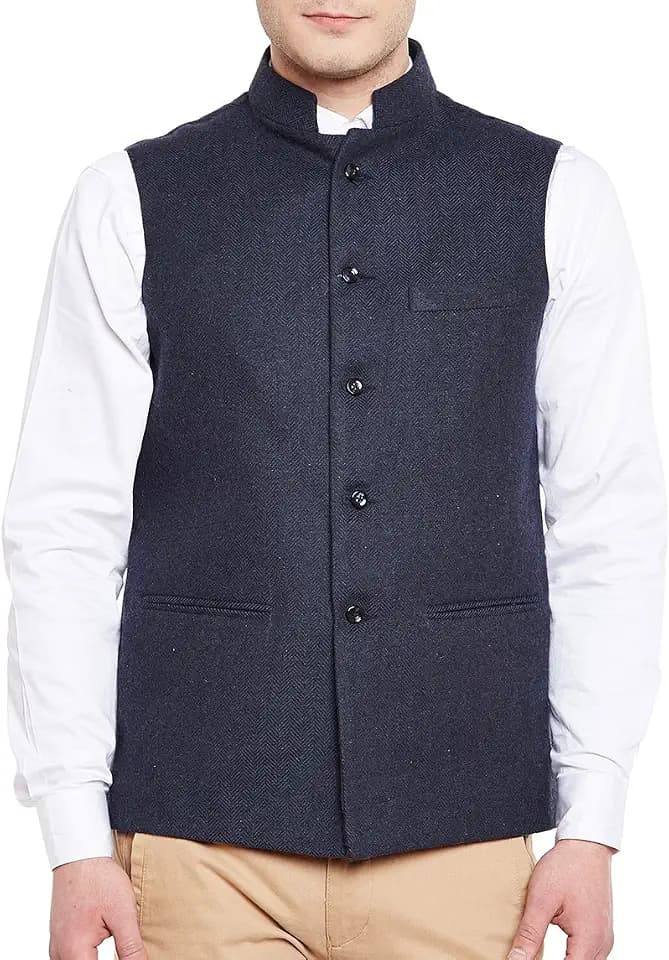 WINTAGE Men's Tweed Bandhgala Festive Nehru Jacket Waistcoat -3 Colors