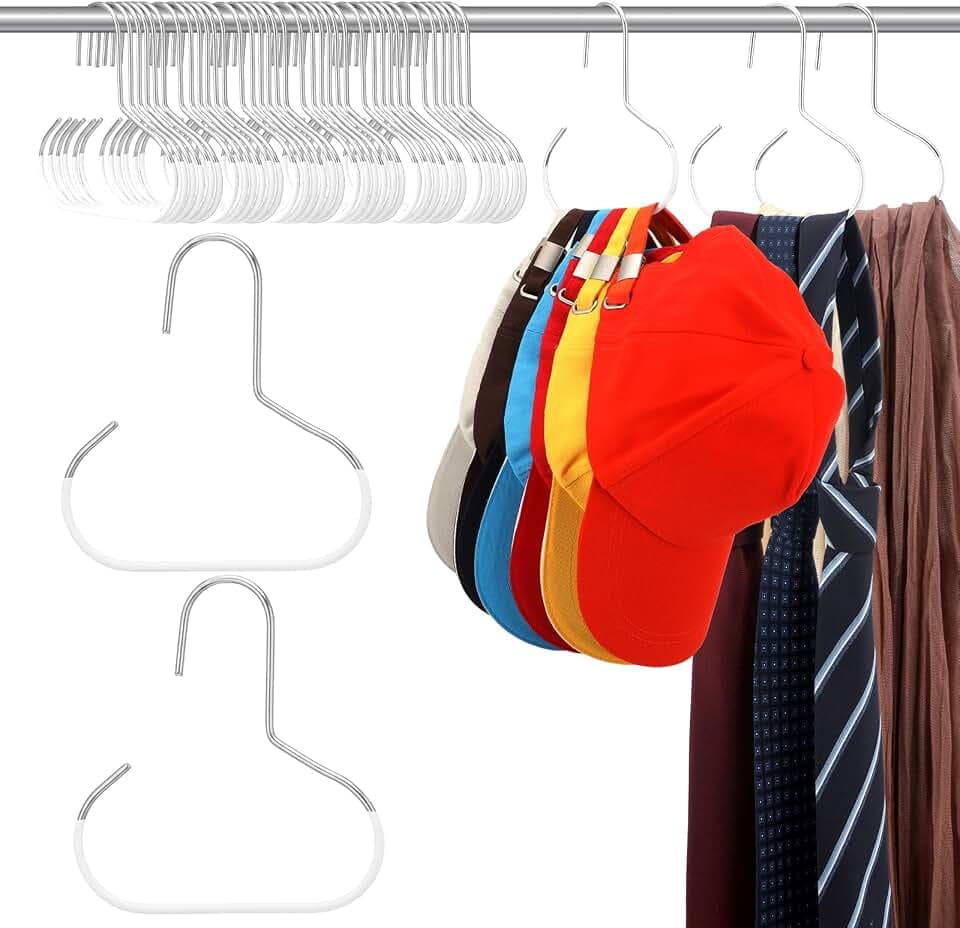 Zonon 24 Pcs Scarf Hangers for Closet Metal Belt Ring Hanger, White