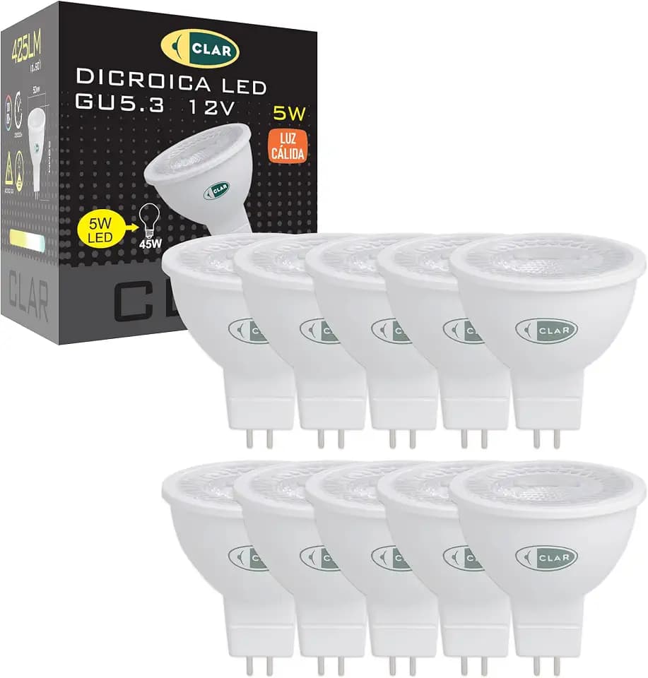 CLAR - MR16 GU5.3 LED Spot 12V 5 W Warmweiß 3000 K Halogenersatz (Pack 10)