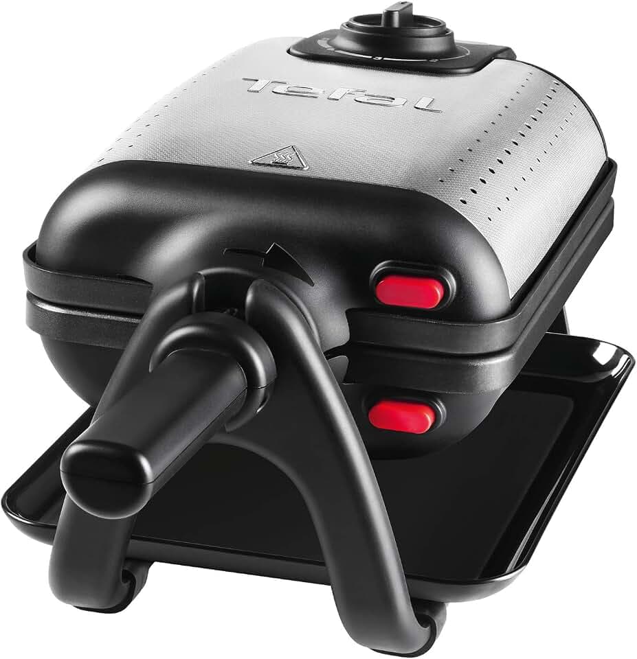 Tefal King Size Waffeleisen WM756D, Doppelwaffeleisen für 2 belgische, Dreh-Funktion, antihaftbeschichtete Platten, Dicke Waffeln, Temperaturregler,leichte Reinigung,120W,1L [Energieklasse A+]