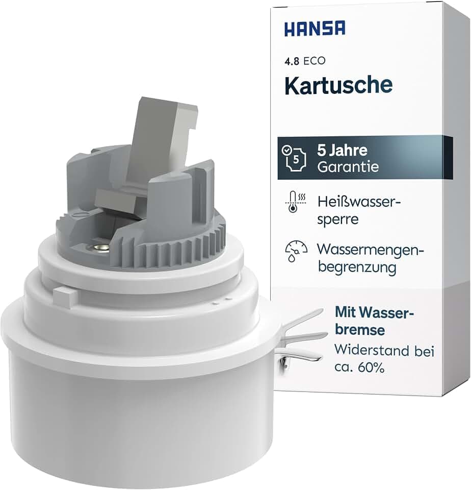 HANSA Steuerpatrone 4.8 ECO I Wassersparende Keramikkartusche für Einhebelmischer mit Wasserbremse I Für Küchen- & Badarmatur I Kartusche mit einstellbarem Temperaturbegrenzer & Wassermengenbegrenzer