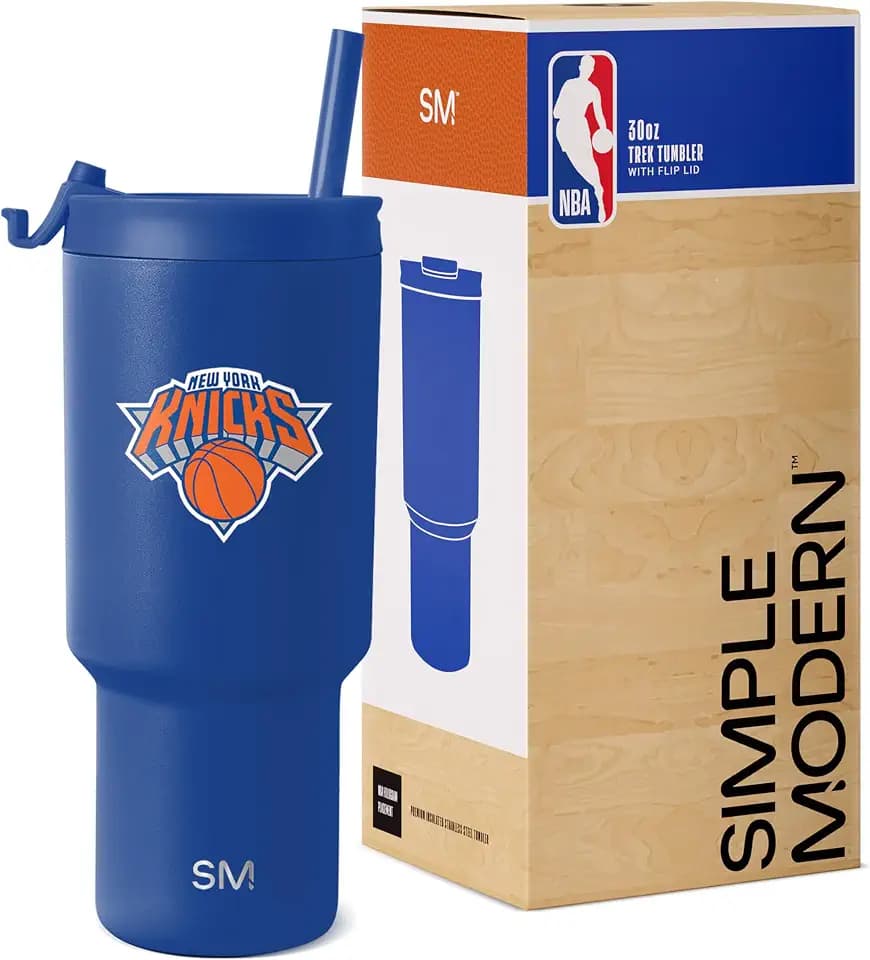 Simple Modern Officially Licensed NBA 30oz Tumbler with Flip Lid and Straws | Insulated Stainless Steel Cup | Trek Collection