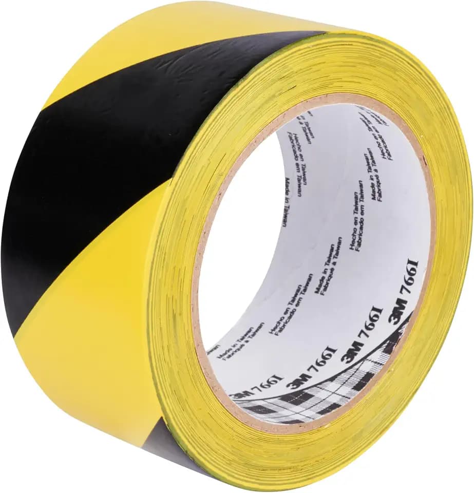 3M Gefahren-Markierungs-Klebeband 766i, Gestreiftes Warnband zur Boden- und Sicherheitsmarkierung mit PVC-Träger in Schwarz-Gelb, 50mm x 30m, 0,13mm