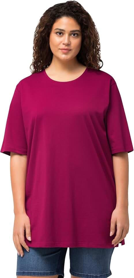 Ulla Popken Damen Bis 72, Basic T-Shirt, Oberteil, Regular Fit, Rundhalsausschnitt, Halbarm, T-Shirt (1er Pack)