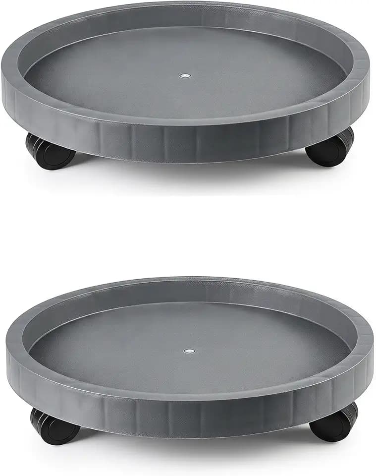 2 Pack of 14 Inch Heavy Duty Plant Caddy with Wheels,Rolling Plant Stand Pot Trolley,Wheeled Planter Saucer Tray,Potted Flower Mover Dolly with Casters Round Coaster for Indoor Outdoor