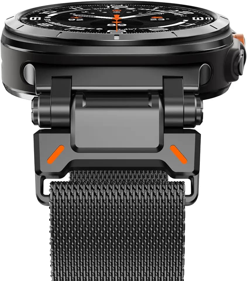Fullife Milanese Armband für Samsung Galaxy Watch Ultra 2/1 47mm,Schwarz