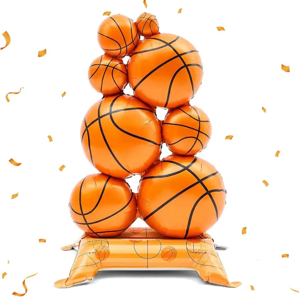 Basketball Party Decorations, 3.5FT Giant Self Standing Basketball Balloons