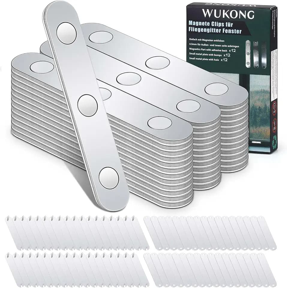 Wukong Fliegengitter Magnet Insektenschutz Magnete Set – 36er starke Magnete zur Befestigung von Fliegengitter an Fenstern, selbstklebend & wiederverwendbar, ohne Bohren, Zubehör für Innen & Außen