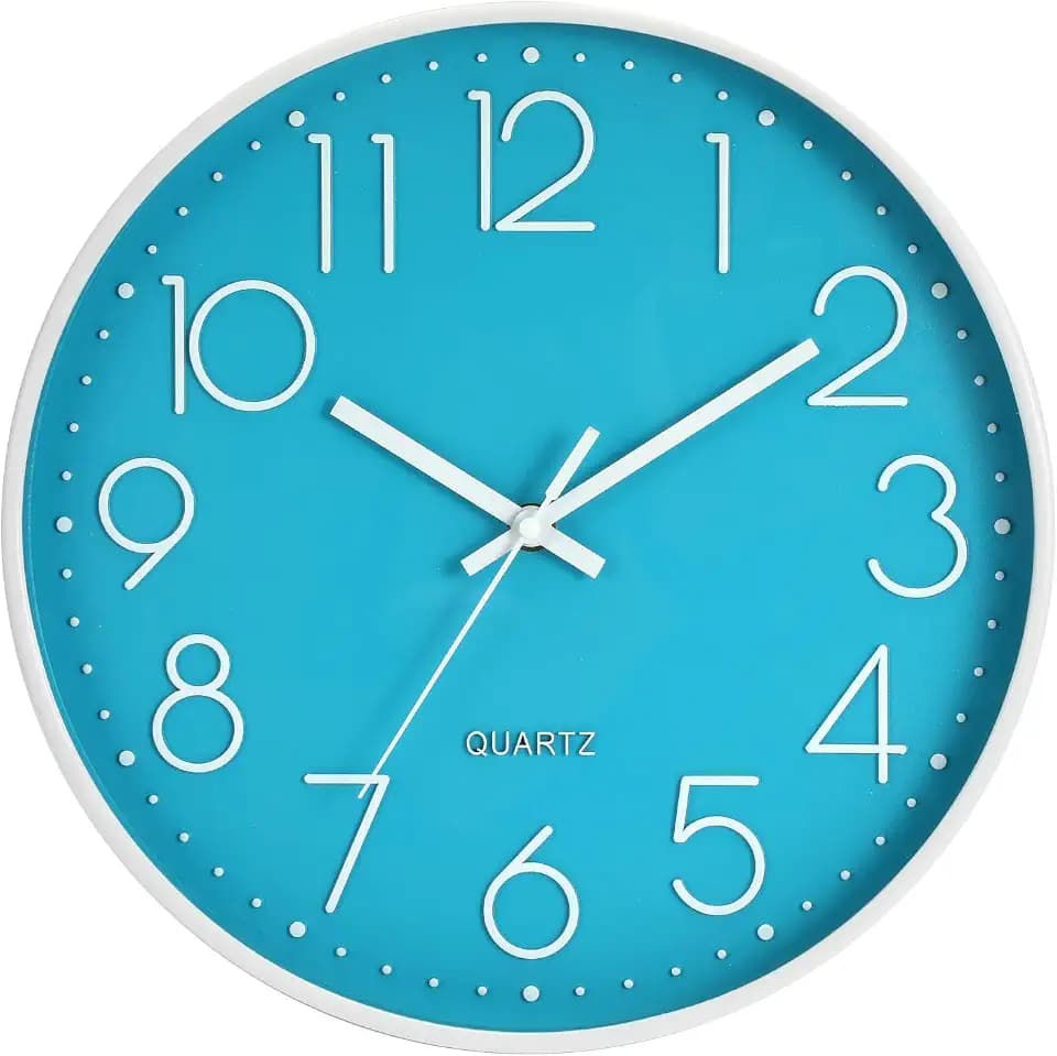 Wanduhr, leise, Nicht tickend, 30,5 cm, Moderne Wanduhren, batteriebetrieben, dekorativ, einfach zu lesen, Küche, Zuhause, Wohnzimmer, Büro, Badezimmer (Pink) (Blau)