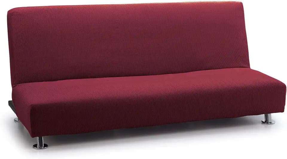 FAVERTI® Elastischer Sofabezug für Schlafsofa mit Click Clack für 3-Sitzer | Modell Reale | Bordeaux | Universal-Sofabezug | Qualitätsschutz aus Jacquard-Stoff