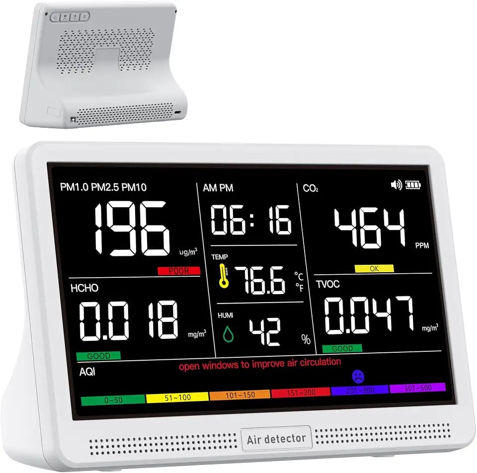 bonoch 16 in 1 Luftqualität Messgerät 7" Display CO2 Messgerät, 12H Akku