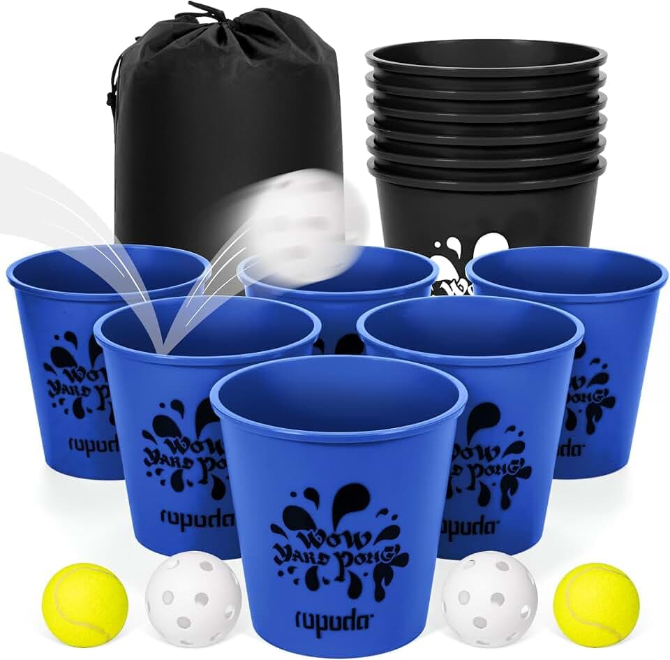 ropoda Giant Yard Pong, Yard Games with 12 Buckets, Outdoor Toss Games Set