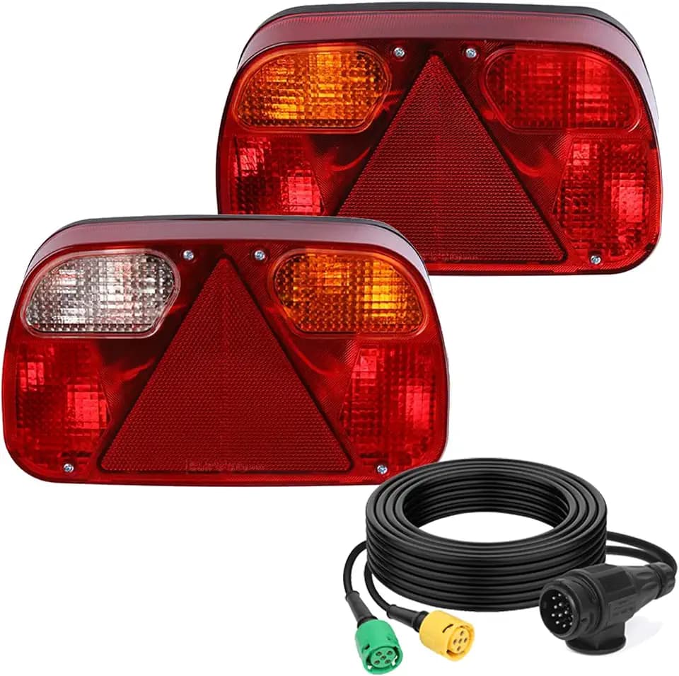 AOHEWEI Anhänger Rücklichten Satz Kabelbaum Bremsleuchte Für Lkw Beleuchtung Kabel Satz mit 13 Polige Stecker und 2 Stück 5,5 m 5 Adriges Kabel Geeignet für Anhänger Wohnwagen oder LKW