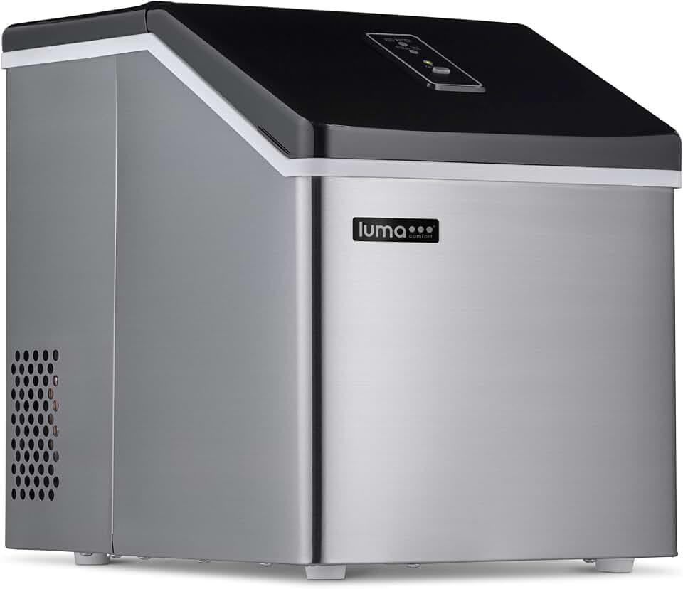 Luma Comfort Clear Ice Cube Maker Machine | First Cubes in 15 Minutes, 40 lbs. of Ice in 24 Hours | Countertop Portable Design in Stainless Steel