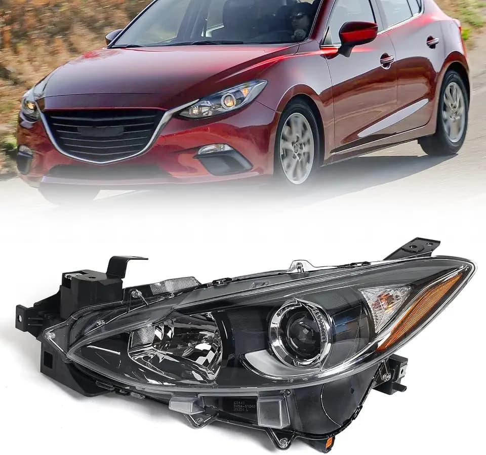 Huray Left Halogen Headlight Assembly for Mazda 3 2014 2015 2016 LH