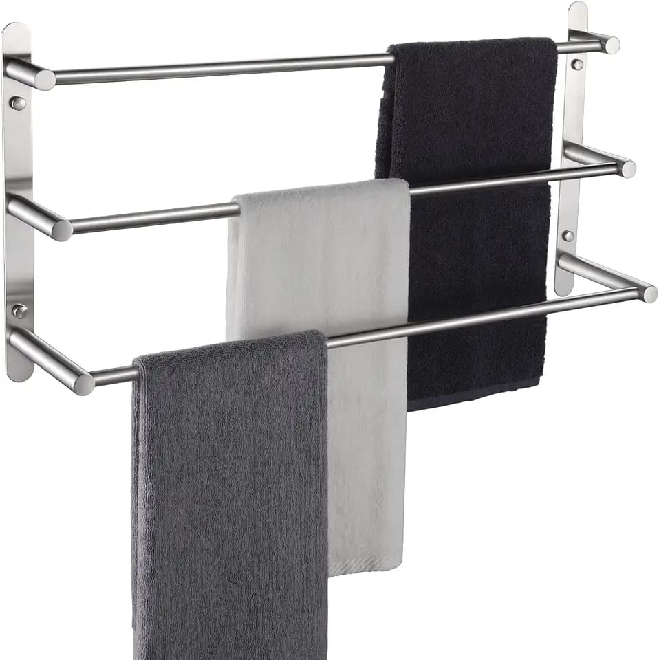KOKOSIRI Badetuchstangen Edelstahl Badezimmer 3 Etagen Leiter Handtuchhalter Wandhalterung Handtuchregale Gebürstetes Nickel B5002BR-L24