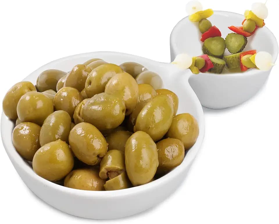 NERTHUS FIH 562 Olivenschale aus Porzellan mit 2 Fächern für Oliven Aperitifs Snacks und Knabbereien