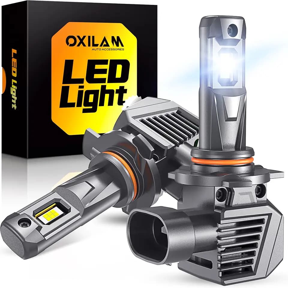 OXILAM Upgraded 9012/HIR2 Light Bulbs,33,000 Lumens Brightness, 6500K White Halogen Replacement, Non-polarity, Plug and Play, Pack of 2