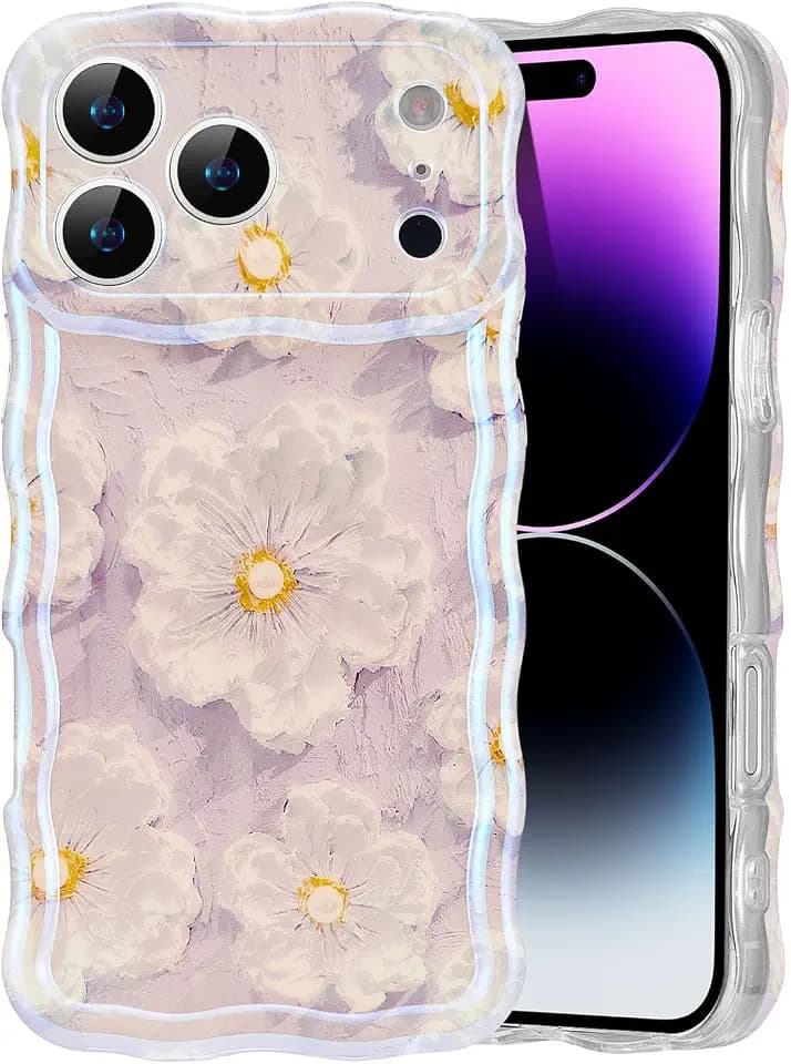 EYZUTAK Case for iPhone 17 Pro, Colorful Oil Painting Flower, Light Purple