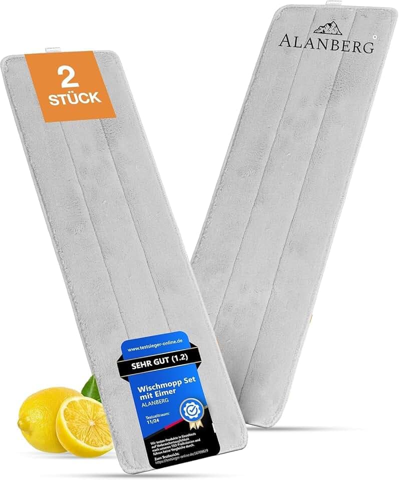 ALANBERG XL Mikrofaser-Ersatzpads 40 cm, 2er-Pack für XL Wischmopp